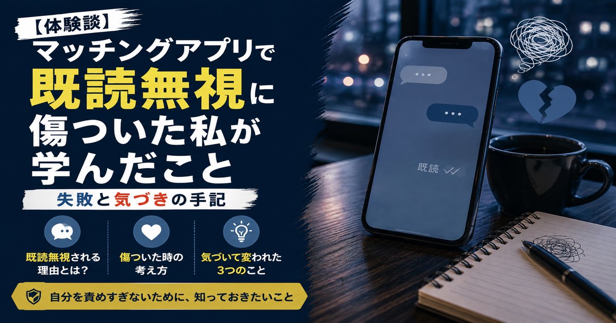 マッチングアプリで既読無視に傷ついた私が学んだこと。失敗と気づきの手記